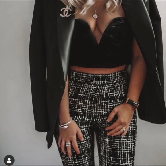 ZARA BLACK AND WHITE TWEED TROUSERS SIZE SML - Picture 5 of 5